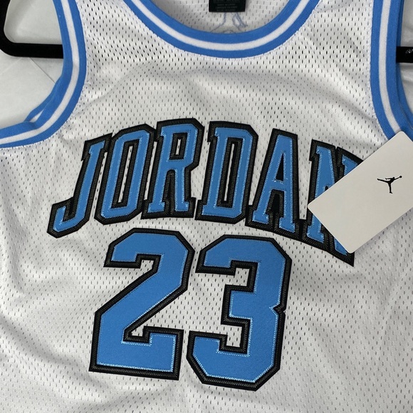 Jordan White Jersey with Light Blue Trim and 23 Back Number main image 7